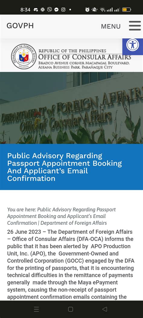 Public Advisory Regarding Passport Appointment Booking and .